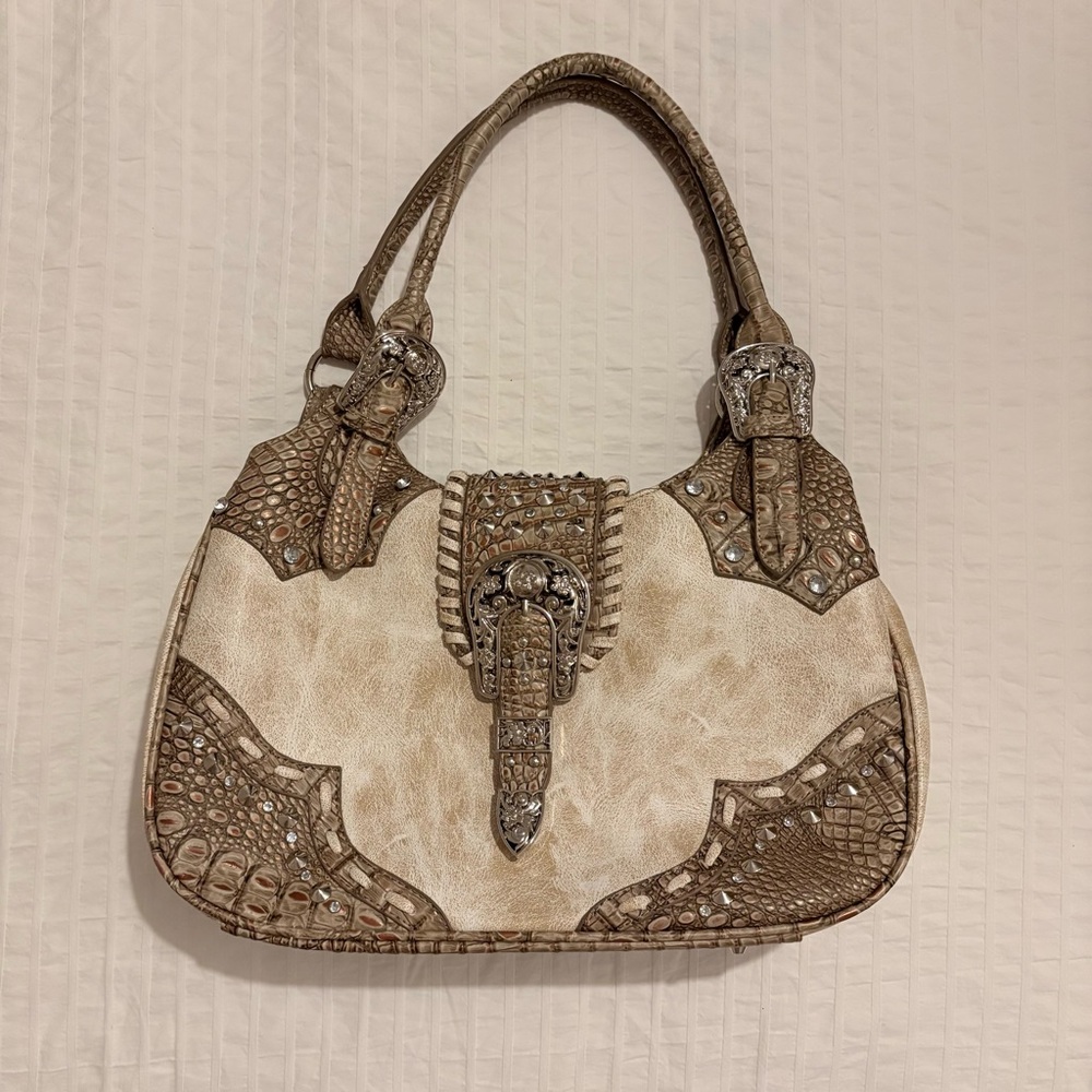 Studded faux snakeskin y2k purse